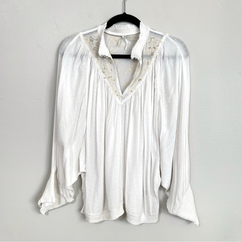 FEATHER BONE Anthropologie Poetcore Edda dolman Sleeve boho blouse size Large